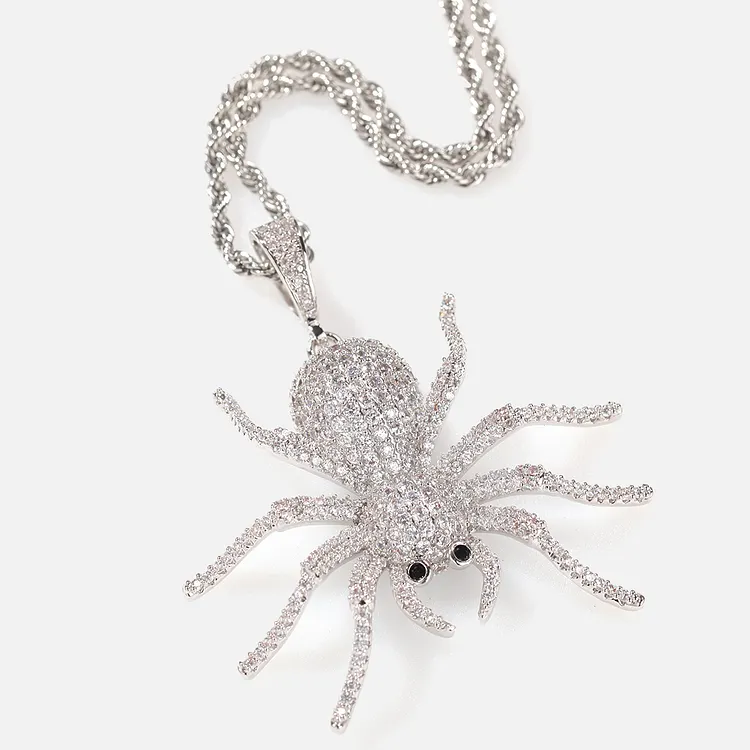 Iced Spider Pendants Hip Hop Bling Bling Necklaces For Men