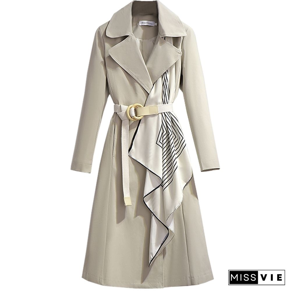 Lapel Collar Adjustable Belted Coat