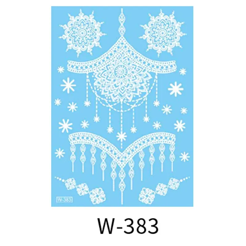 Sexy Henna Mehndi Tattoo White Lace Necklace Flower Water Transfer Temporary Tatoo Sticker Body Art Waterproof for Wedding Beach