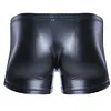 Men's Leather Underwear Lingerie Boxer Shorts Underwear with Bulge Pouch Briefs Shorts Low Rise Trunks