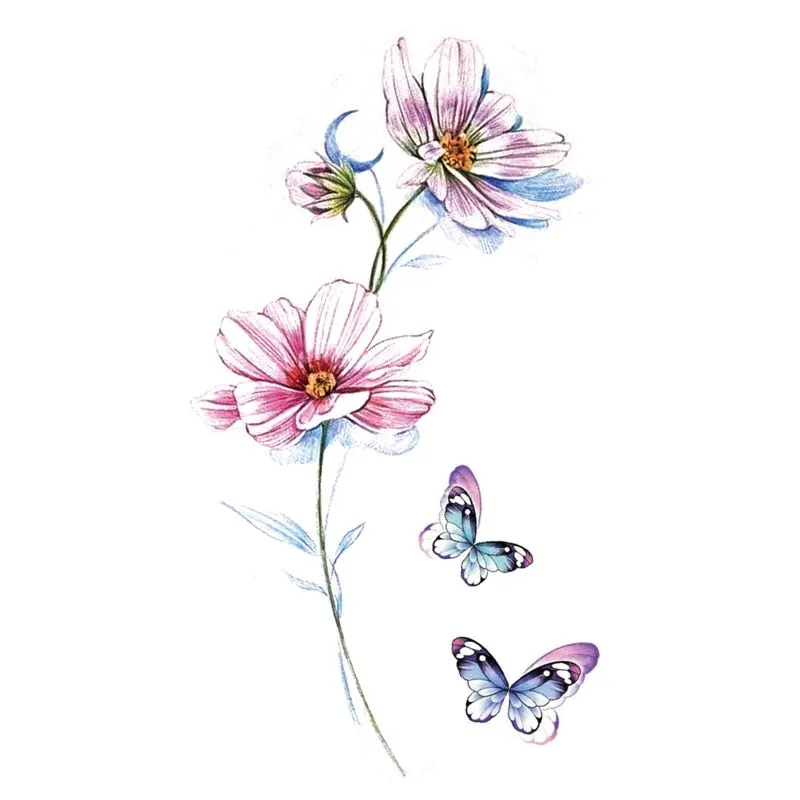 Waterproof Black Temporary Tattoo Stickers Men Women Rose Feather ankle Body Art Water Transfer Tattoos Arm Waist Finger Tatoo