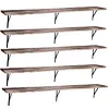[US Local Warehouse] 5 Tier Floating Shelves 72.05x11.81x7.87in Wall Mounted Hanging Shelf with Metal Bracket for Living Room Kitchen Bathroom Home Storage