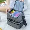 Insulated Lunch Bag Double Deck Lunch Box for Work Camping Hiking Beach Picnic