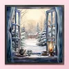 Snow Scene Outside The Window - 11CT Stamped Cross Stitch - 50*50cm