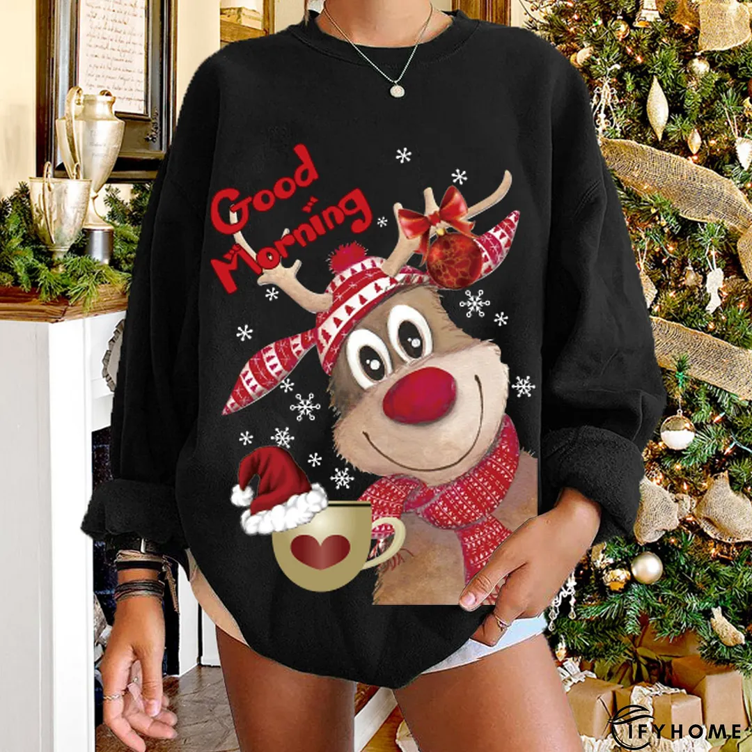 Retro Christmas Snowman Long Sleeve Sweatshirt | IFYHOME