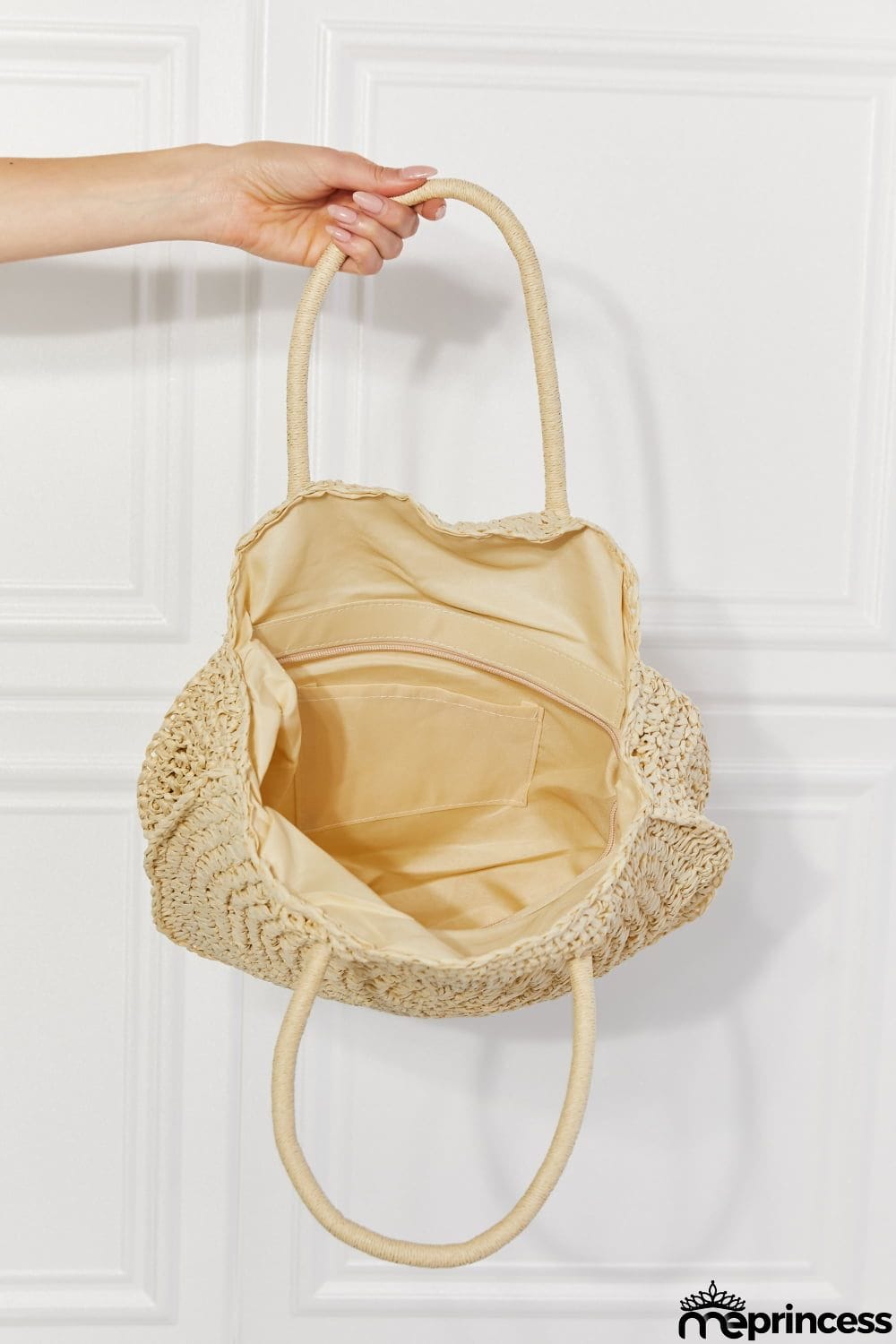 Justin Taylor Beach Date Straw Rattan Handbag in Ivory