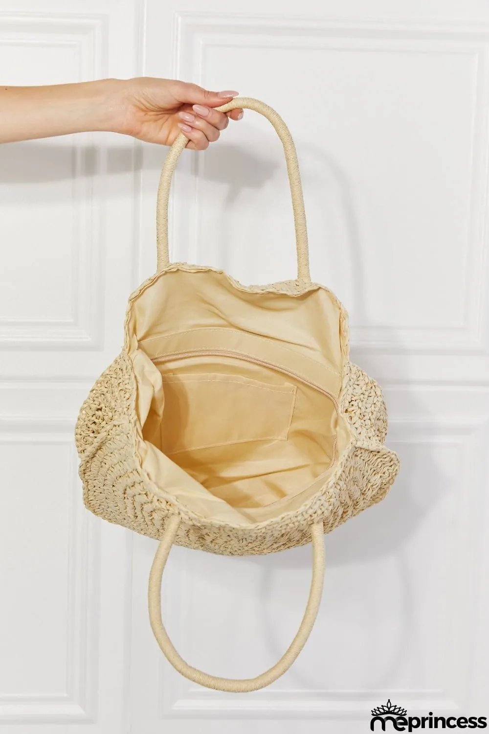 Justin Taylor Beach Date Straw Rattan Handbag in Ivory