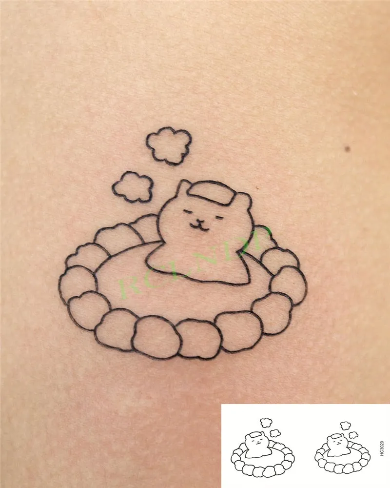 Waterproof Temporary Tattoo Sticker Cute Colorful Cartoon Bear Flash Tatoo Fake Tatto Body Art for Woman Men
