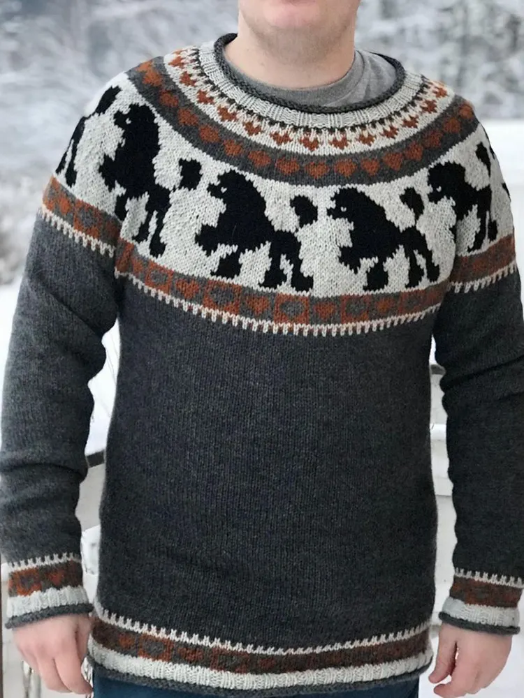 Vintage Puppy Graphics Knitted Iceland Sweater