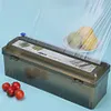 Cling Film Dispenser with Cutter Refillable Plastic Wrap Organizer for Kitchen