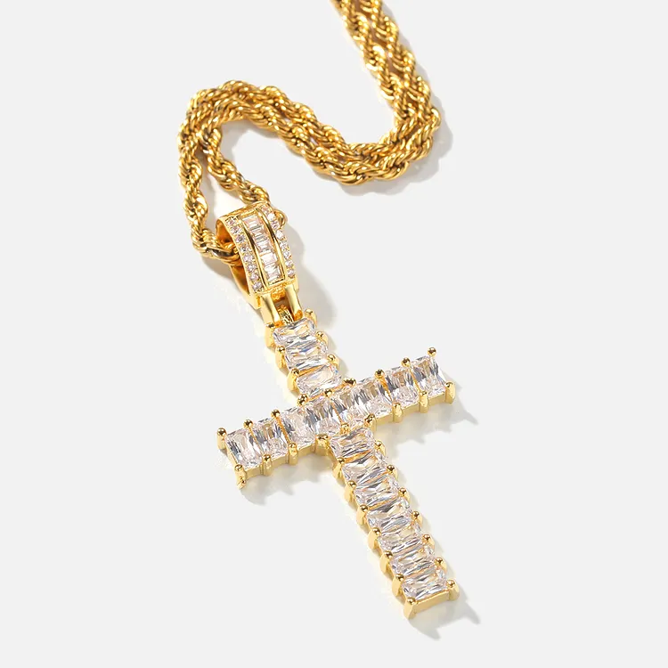 Iced Out Cross Pendants Hip Hop Bling Bling Necklaces For Women And Men