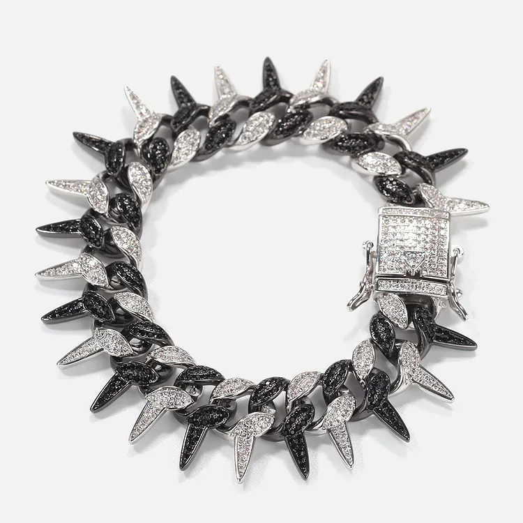 Iced Out Thorns Bracelets 19MM Hip Hop Bling Bling Chains