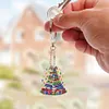 (US Local)6PCS  Christmas Tree DIY Diamond Painting Keychain Diamond Art Keyrings