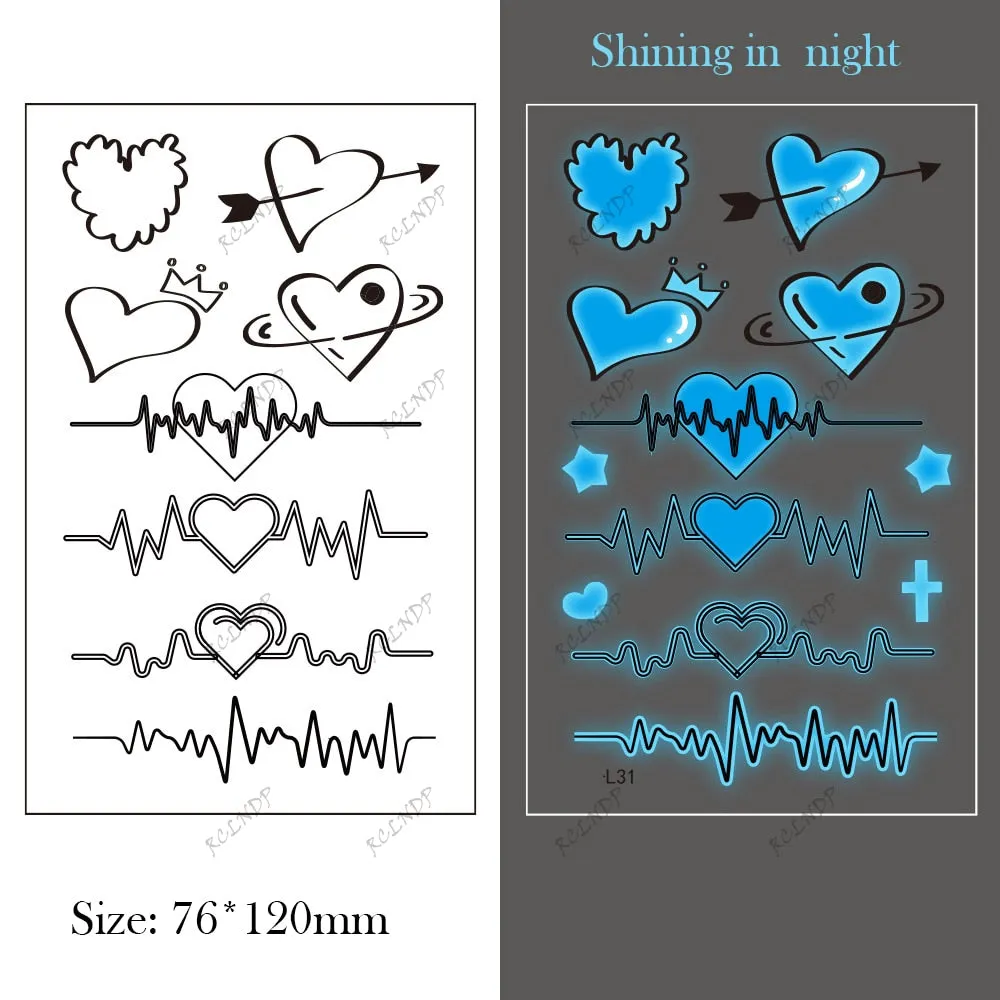 Waterproof Temporary Tattoo Sticker Body Art Love Wave Heartbeat Line Small Size Fake Tatto Flash Tatoo for Girl Women