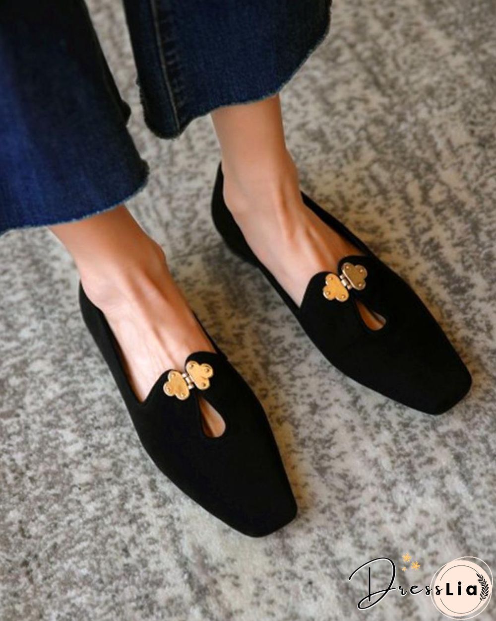 Suede Square Toes Loafers Slip-on