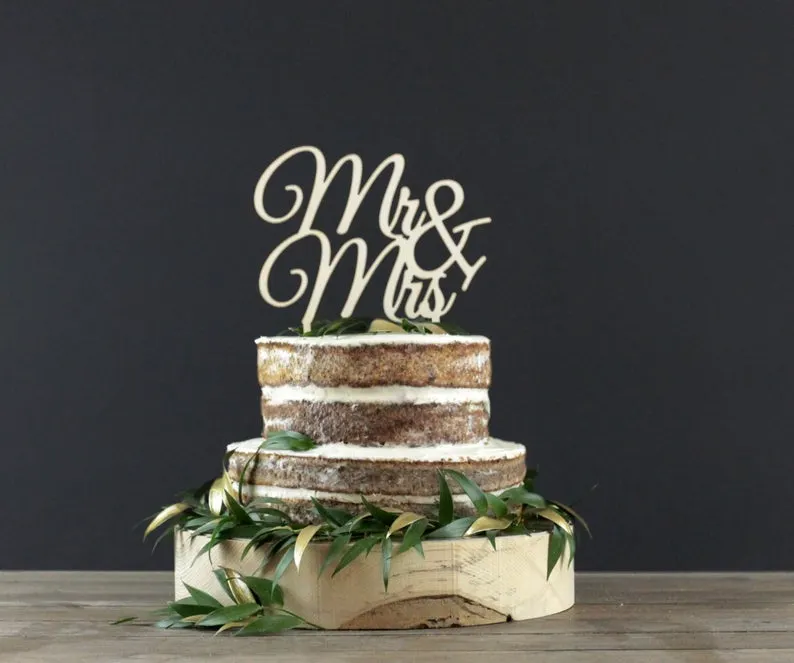 Personalized Cake Topper Decoration For Happy Birthday Party Cake Topper Decor DIY Wood Wedding Cake Mr& Mrs Decorations 515