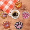 6pcs/set DIY Diamond Art Halloween Art Diamonds Coaster with Holder Kits (Dog Paw)