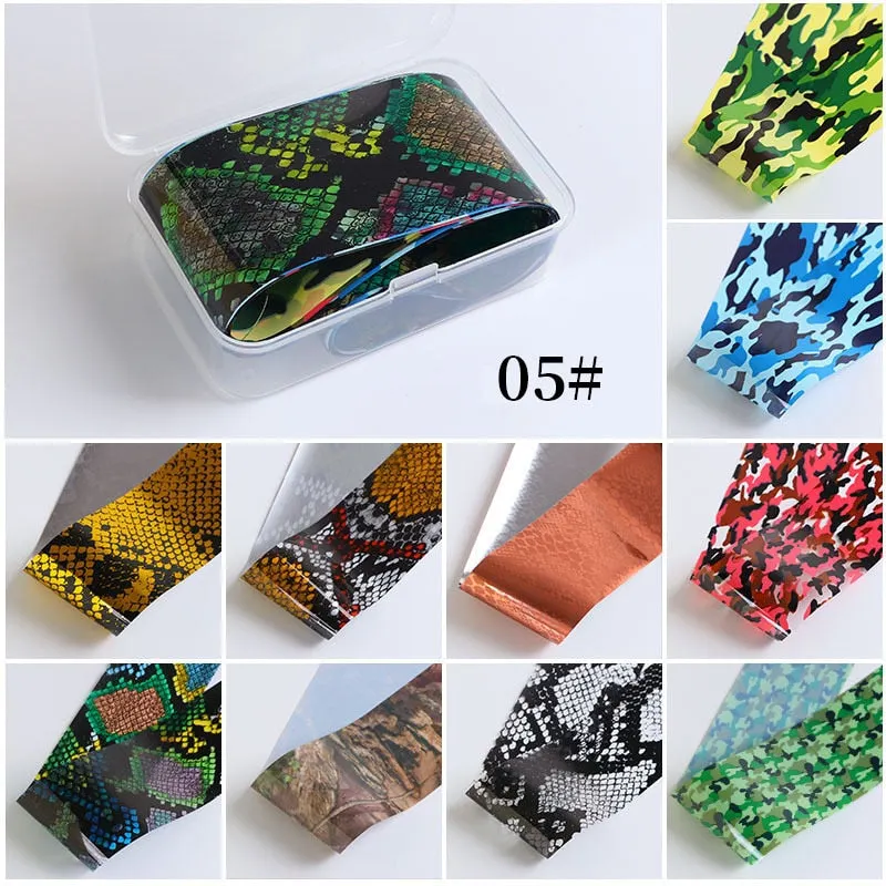 10Pcs/Bag Nail Art Transfer Foil Sticker Abstract Image Blue French Tip Wraps Adhesive Decals Nails Decoration Accessories-Nail Inspo