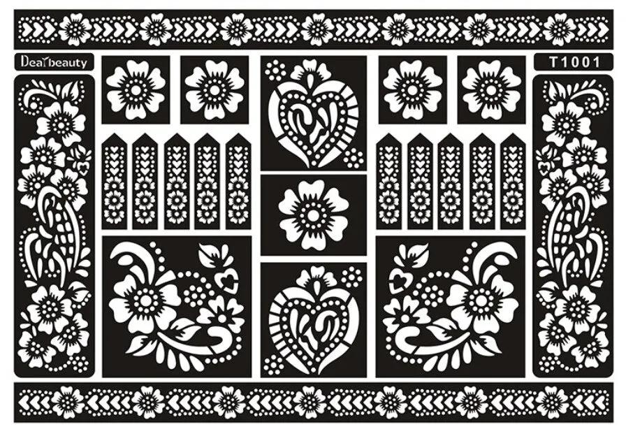 1 piece bih Temporary Tattoo Stencil Henna tatoo paste 24models Template professional 2018 new Painting Kit supplies sexy paint