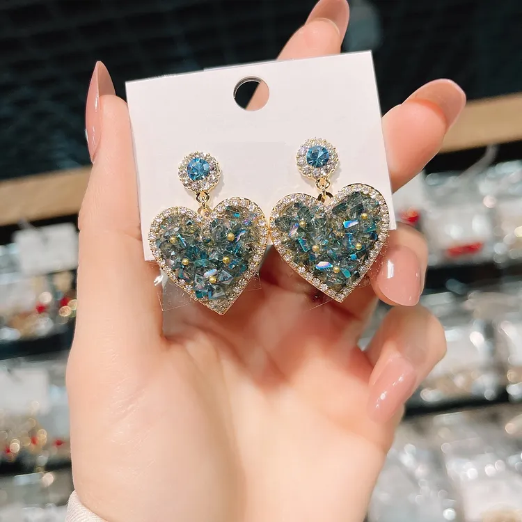 crystal heart earrings