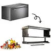 Wall-Mounted Kitchen Storage Cabinet with Pull-Down Double-Layer Shelf Carbon Steel Spice Rack Organizer for Utensils Food Prep & Countertop Organization