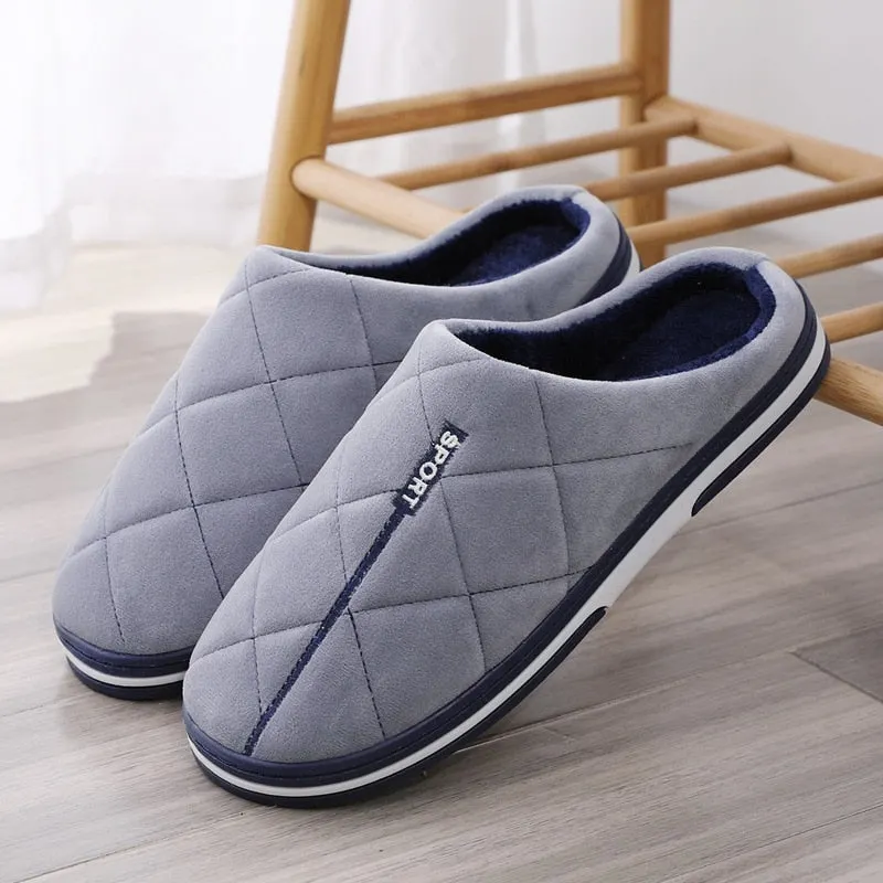 Size 47 48 49 50 Large Size Men's Cotton Slippers for Autumn Winter Extra Large Plus Size Home Warm Thick-soled Indoor Slippers