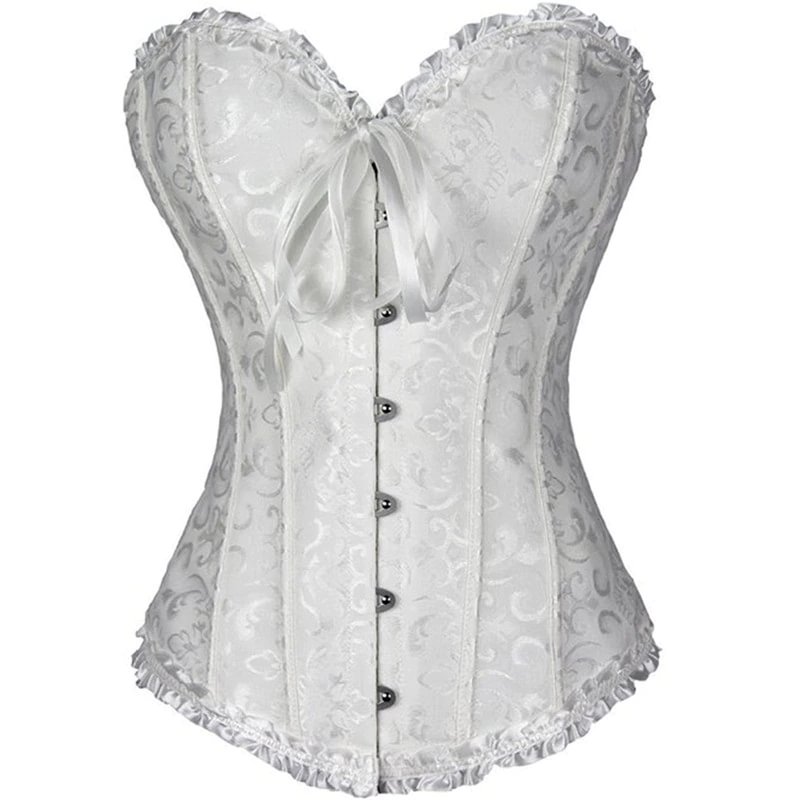Billionm Sapubonva Corsets and Bustiers Tops Women Sexy White Black Green Vintage Flower Print Overbust Plus Size Lingerie Corselet