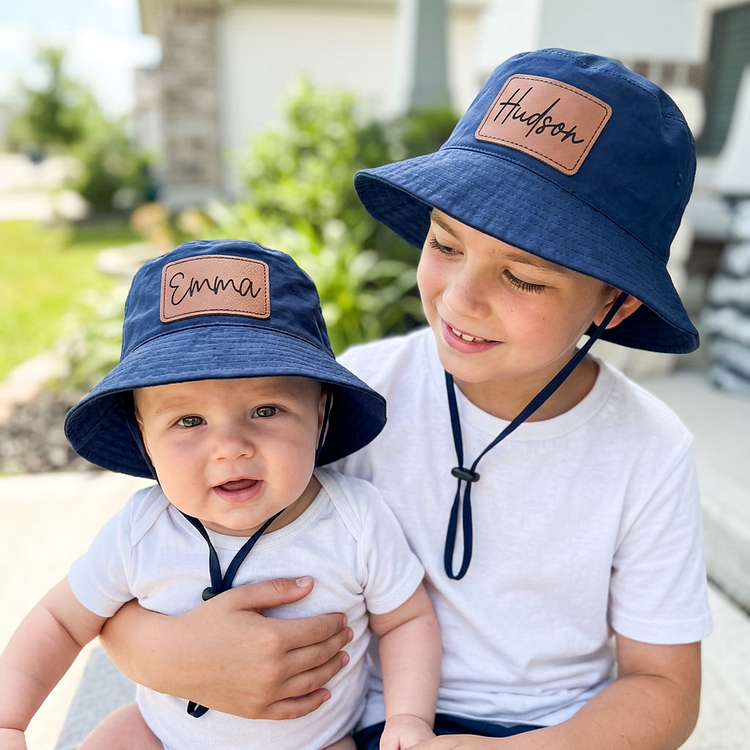 Personalized Baby Boy Hat, Toddler Wide Brim Bucket Sun Hat for Toddler Boy, Lightweight Summer Kids Sunhat for Beach Pool Travel Picnic Outdoor Play