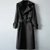 Lengthen Loose Trench Mens Large Size 2022 Autumn New Turn-Down Collar Over Knee Double Breasted Solid Long Outerwear Male