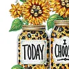 (US Local)Wooden Special Shaped Leopard Print Sunflowers Diamond Art Craft Wall Hooks