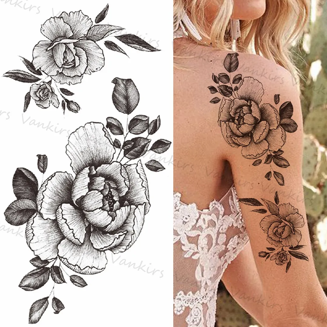 Sdrawing Skeleton Snake Flower Temporary Tattoos For Women Girls Realistic Snake Wolf Tribal Fake Tattoo Sticker Arm Waist Tatoo 3D