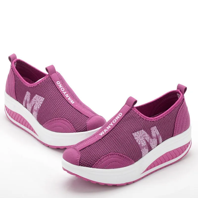 MWY Women Chunky Sneakers Casual Vulcanize Shoes Breathable Mesh Wedge Shoes Platform Trainers Women Zapatillas De Mujer