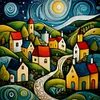 Colorful Houses - 14CT Stamped Cross Stitch - 40*40cm