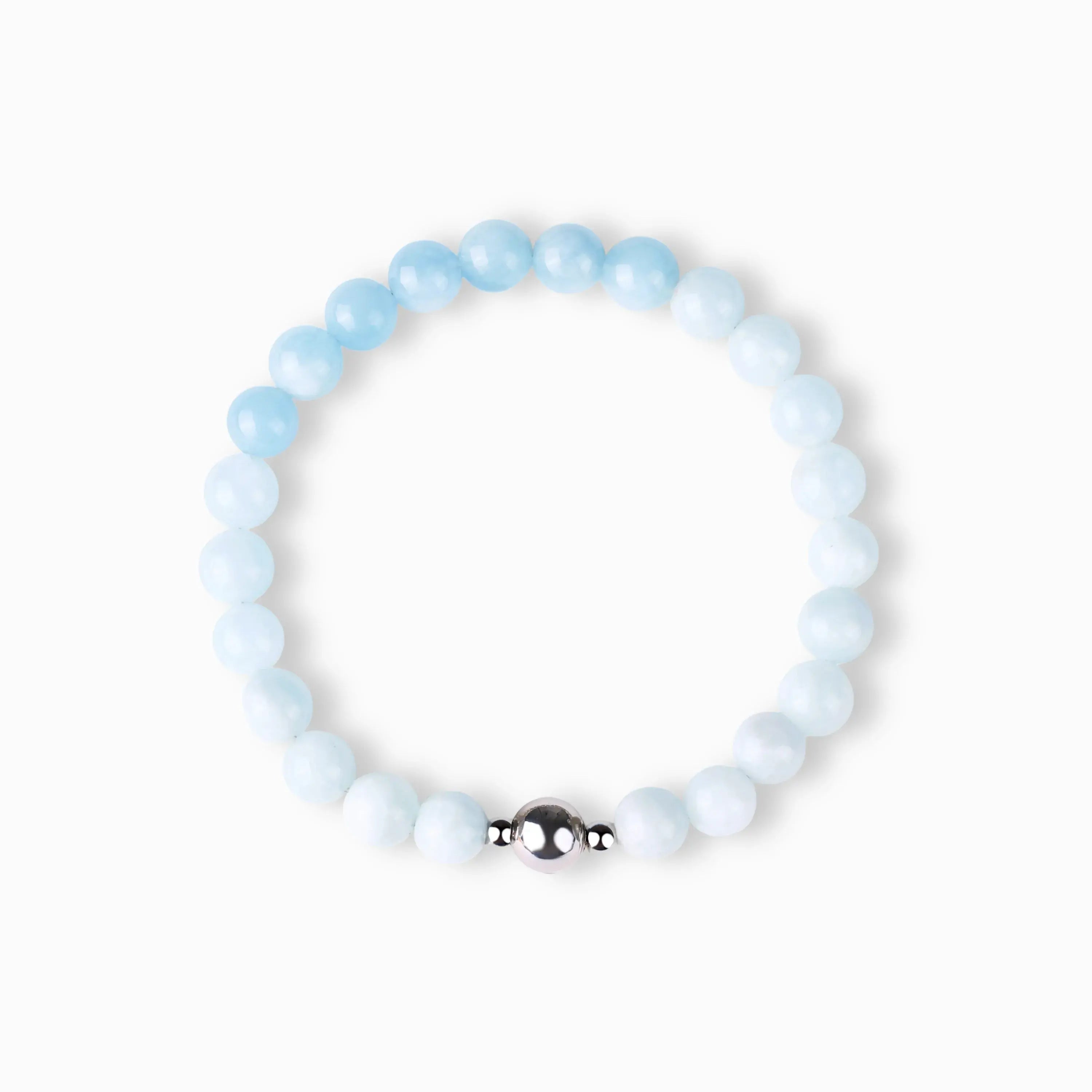 Aquamarine Gradient Magnetic Clasp Bracelet (8mm) with magnetic clasp and natural gemstones, product view