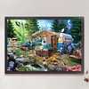 >SALE<Full Embroidery Eco-cotton Thread 18CT Printed Camping Cross Stitch Kit 60x45cm