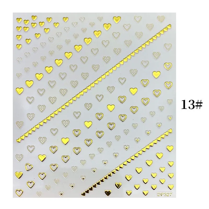 1 Sheet Christmas 5D Nail Stickers Gold And Sliver Snowflakes Transfer Nail Decals Slider Decoration For Manicuries