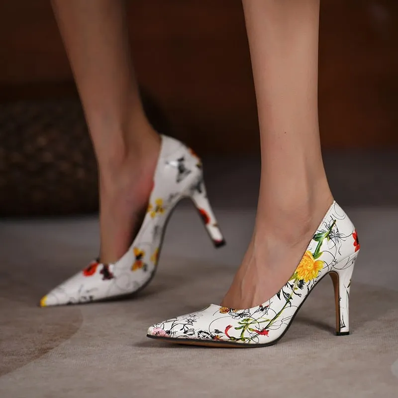 Snake Print Women Sandals Summer Sexy Single Shoes Metal Chain High Heels Office Ladies Pumps Fashion Female Thin Heels Shoes