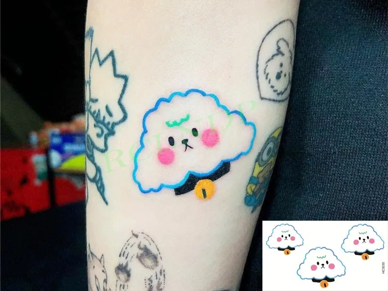 Waterproof Temporary Tattoo Sticker Cute Colorful Cartoon Bear Flash Tatoo Fake Tatto Body Art for Woman Men