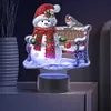 (US Local)Acrylic Double Sided Xmas Snowman 5D Diamond Painting Night Light for Tabletop