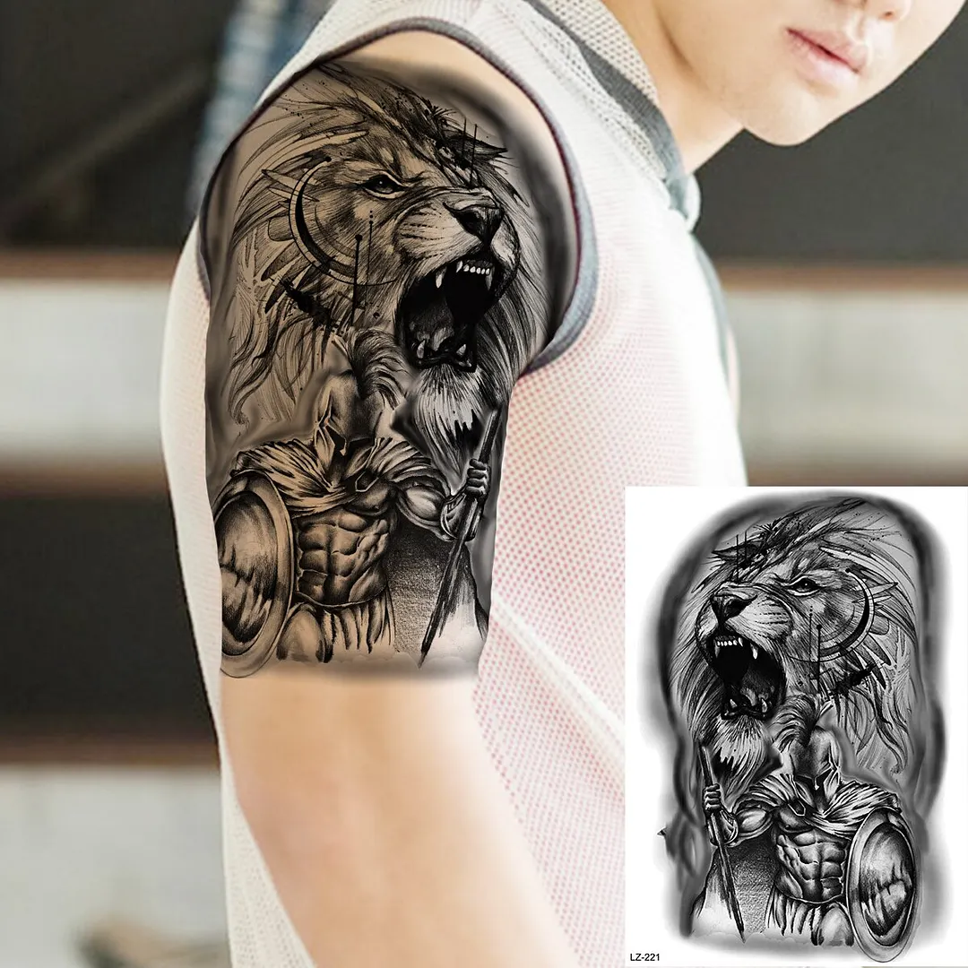 Sdrawing Cuttlefish Skeletion Scary Temporary Tattoos For Men Women Pirate Tiger Skull Totem Fake Tattoo Sticker Tatoos Octopus