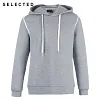 Selected Brand elastic solid color casual cotton 79% hooded pullover hoody |41734D506