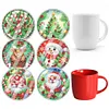 [Upgrade]6pcs Set Xmas Theme DIY Diamond Painting Coasters Kit with Holder for Craft Gift