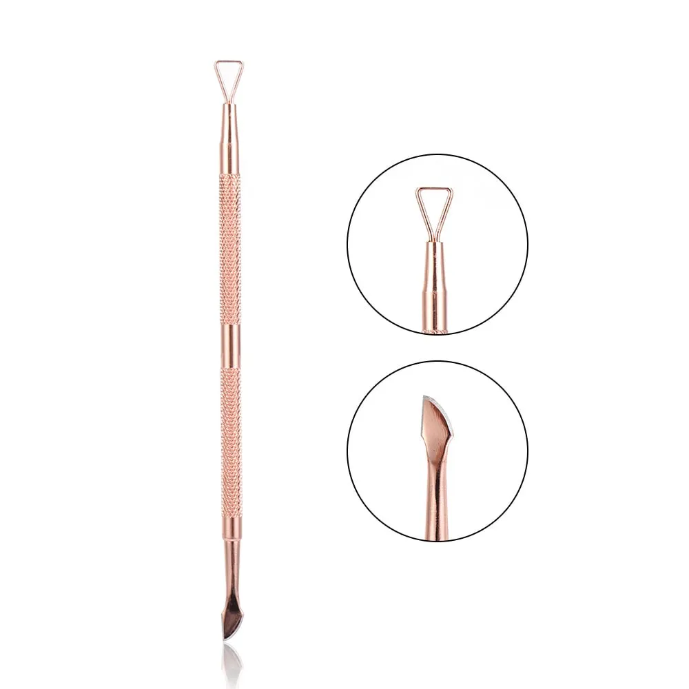 New Silver/Rose Gold Dual-ended Stainless Steel Nail UV Gel Polish Remover Stick Triangle Rod Cuticle Pusher Nail Art Tool