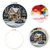 Xmas House-DIY Embroidery Kit with Pattern Cotton Threads Needles Hoop 30*30cm/11.81*11.81in
