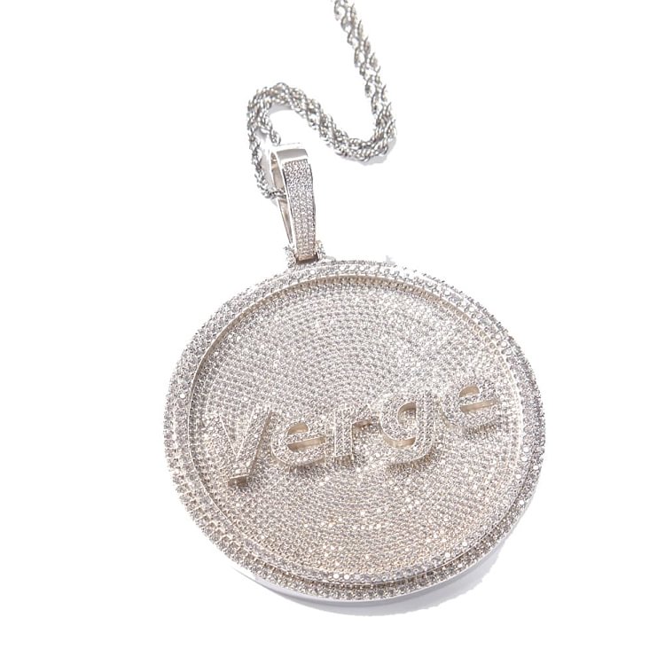Zirconium Hanging Chocker Round Text letter Pendants Hip Hop Bling Bling Necklaces (Max up to 7 letters)