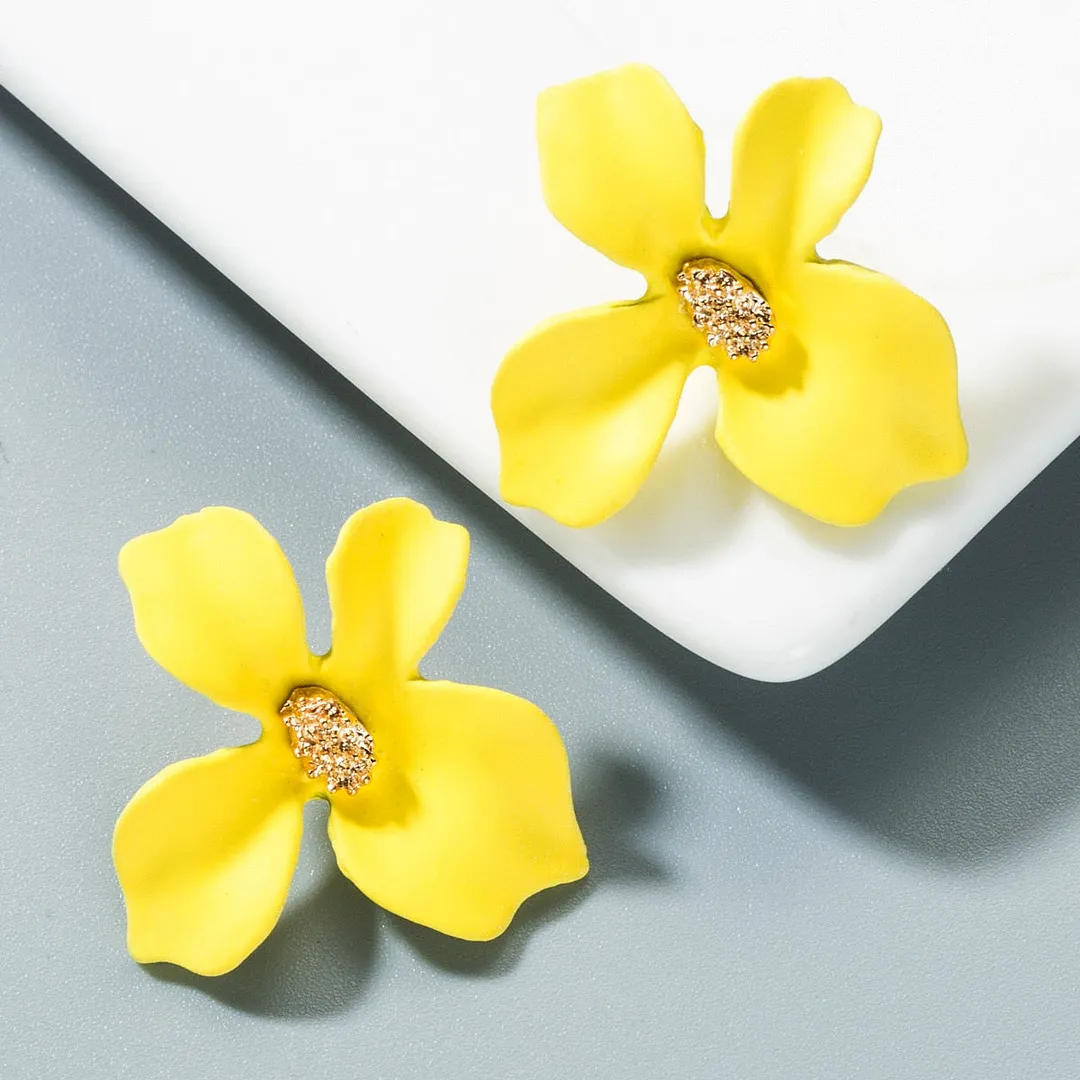 Dvacaman Bohemian Cute Long Double Layer Flower Statement Drop Earrings Women Summer Beach Party Metal Pendant Earrings Jewelry