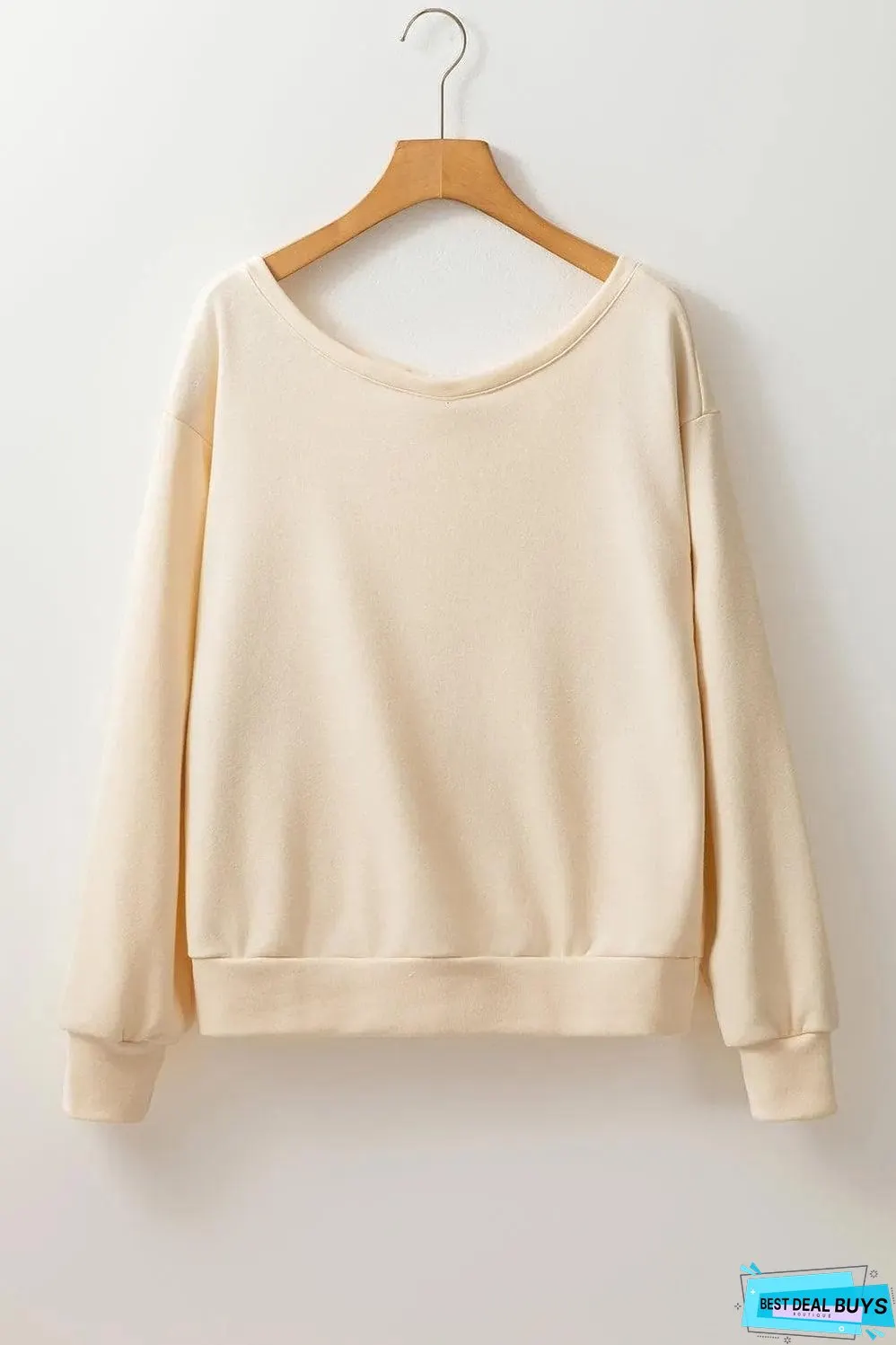 Apricot Bowknot Dewback Round Neck Sweatshirt