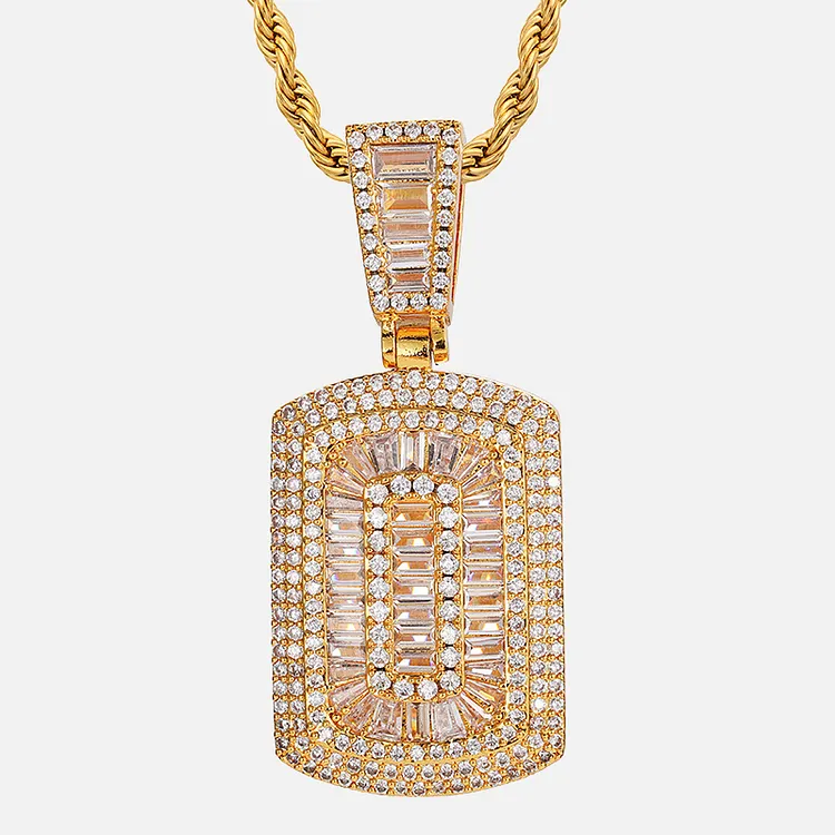 Iced Square Pendants Hip Hop Bling Bling Necklaces For Women And Men