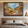 Autumn Window View-14CT Stamped Cross Stitch Egyptian Cotton 95*75cm/37.4*29.53in(Big Size)
