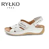 RYLKO&reg; 2025 Białe sk&oacute;rzane sandały damskie polskiej produkcji, stylowa platforma